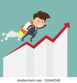 Business man start success , Man success rocket - vector illustration