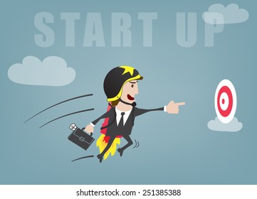 Business man start up success vector illustration