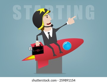 Business man start up success vector illustration
