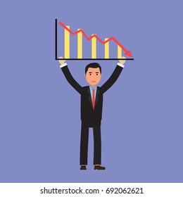 Business man with Stock board down illustrator  vector