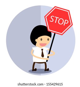 Business man stop Label