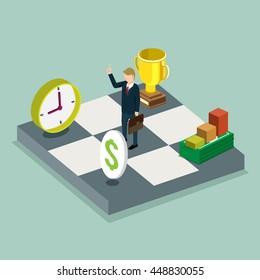 business man submitting strategy of success isometric concept