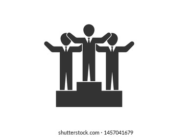 Business man success black icon vector, winner icon