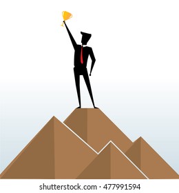 Business man Success cartoon, Business concept, Businessman silhouettes, vector 10