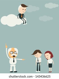 Business man is success sit on cloud, business concept, vector format
