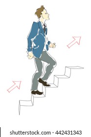 Business man in suit climbing the stairs. Success, Business concept