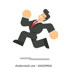 Business man in suit running. Vector character design flat style.