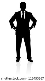 Business man in suit and tie silhouette. Illustration on white