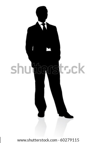 Business man in suit and tie silhouette. Vector illustration