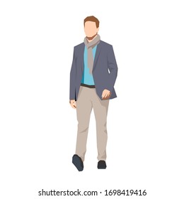 Hombre de negocios con traje, vista frontal. Ilustración vectorial geométrica de diseño plano