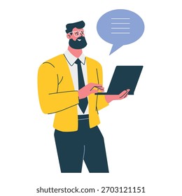 business man in a suit work with computer