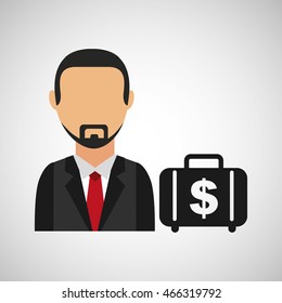 business man with suitcase icon, vector illustration