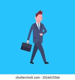 Business Man With Suitcase Male Office Worker Character Businessman Corporate Isolated Flat Vector Illustration