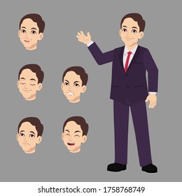 Business man in suits with some difference face expression and standing pose