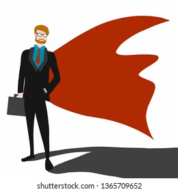 Business man superhero cartoon vector illustration