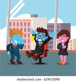 business man surprising  is sleeping friend