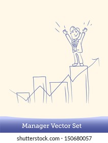 Business man symbols of graph progress