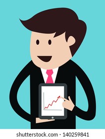 business man with tablet concept of presentation vector