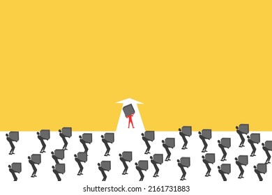 Business man take a new path with box for business opportunities. Symbol of future, leadership different business routes, career opportunity success.