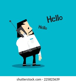 Business man take phone call. Vector flat design.
