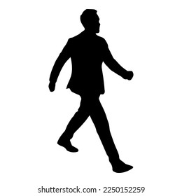 Business man takes a wide step. Image of a black shadow. Isolate on a white background. Vector image.