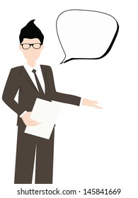 business man talking with bubble conversation vector