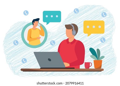 Business man talking with client. Clients assistance, call center, hotline operator, consultant manager