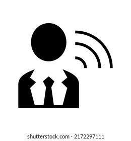 hombre de negocios habla icono o logotipo aislado símbolo de señas ilustración vectorial - iconos vectoriales de estilo negro de alta calidad
