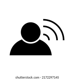 hombre de negocios habla icono o logotipo aislado símbolo de señas ilustración vectorial - iconos vectoriales de estilo negro de alta calidad
