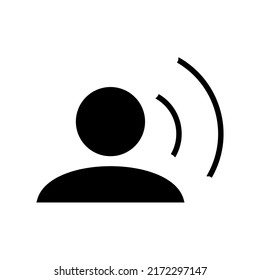 hombre de negocios habla icono o logotipo aislado símbolo de señas ilustración vectorial - iconos vectoriales de estilo negro de alta calidad
