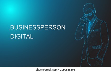 business man talking on the phone digital triangle line design