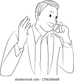 business man talking at phone line vector illustration