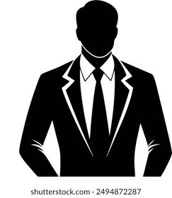 Business man talking vector silhouette