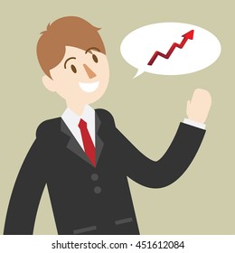 business man talks about graph. people with advice. marketing , financial design concept. cartoon vector illustration.