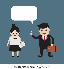 Business man talks with his secretary vector design illustration