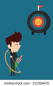 business man and target flat design.