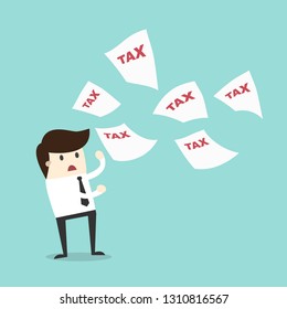 business man with tax paper,tax trouble concept.