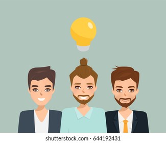 Business man in teamwork concept with idea. Illustration vector of people design.