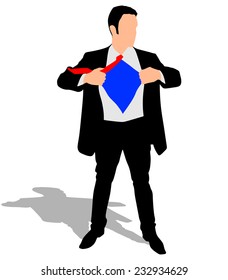 A business man tearing open his shirt, vector 