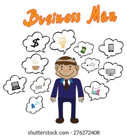 Business man and technology, vector illustration