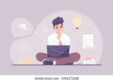 business man think of creative ideas illustration