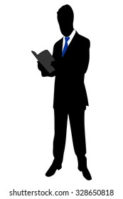 business man thinking about a contract working with papers reading documents in hand