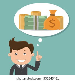 Business man thinking about money , Business concept  - vector illustration