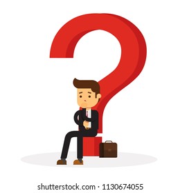 business man thinking and asking himself about next job or project