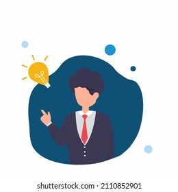 Los hombres de negocios están pensando. tener una buena idea. ilustración vectorial, diseño plano 