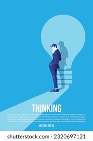business man thinking and idea shadow. business concept vector illustration.
finding inspiration opportunity.