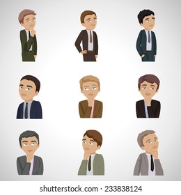 Business Man Thinking - Isolated On Gray Background - Vector Illustration, Graphic Design Editable For Your Design