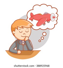Business man thinking plane