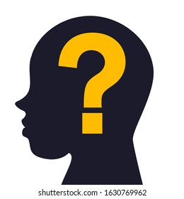 Business man thinking. Question mark. Thinking, contemplating. Vector illustration