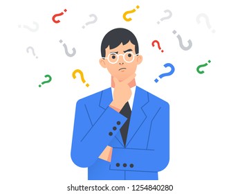 Business man thinking. Vector illustration isolated on white background